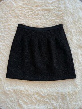 LOFT Black Textured A-Line Mini Skirt